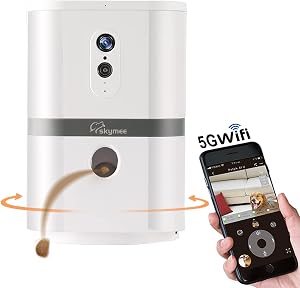 SKYMEE Petalk AI II Dog Camera Automatic Treat Dispenser, 5G WiFi Full HD Pet Camera with