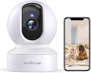 Pet Camera, 2K HD Dog Camera with Phone APP, 360° Pan/Tilt View Puppy Cam, One Click Call