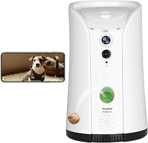 SKYMEE Petalk AI Dog Camera Automatic Treat Dispenser, 5G&2.4G WiFi HD Pet Camera, Rem