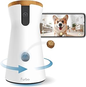 Furbo 360° Dog Camera: Pet Security Cam w/Barking Alerts, Rotating View, Treat Toss w/Phon