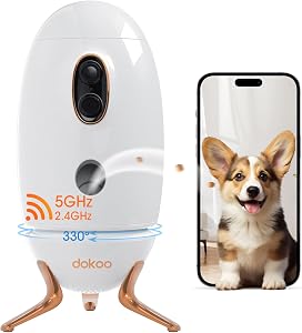 Dog Camera with Treat Dispenser, 2K 330° View Pet Monitor with Phone App, Night Vision, 2.