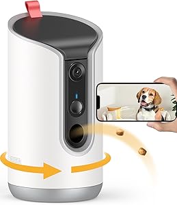 TKENPRO 2K Pet Camera Treat Dispenser, 360°View Dog Camera with Phone App, 5G&2.4G WiF
