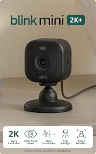Blink Mini 2K+ (newest model) – Plug-in Home & Pet Indoor Security Camera with 2K vide