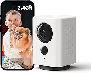 ELYSOO Wireless Indoor Camera: Battery Powered Pet/Dog Camera with Phone App, 360° Pan/Til