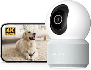 Anona Pano 4K UHD Indoor Camera, Pet/Dog/Baby Security Camera with Phone App, 360° Pan-Til