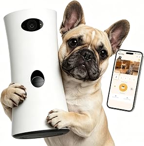 PETCPU Pet Camera Treat Dispenser, 360° Pet Dog Security Cameras with Phone App, WiFi 5G/2