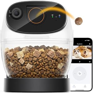 2026 3K Pet Camera Treat Dispenser, 32ft Remote Tossing for Dogs & Cats – Reduces Sepa