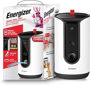 Energizer Smart Pet Treater with 2K Video Camera, 2-Way Audio, Night Vision, 5 Ghz & 2